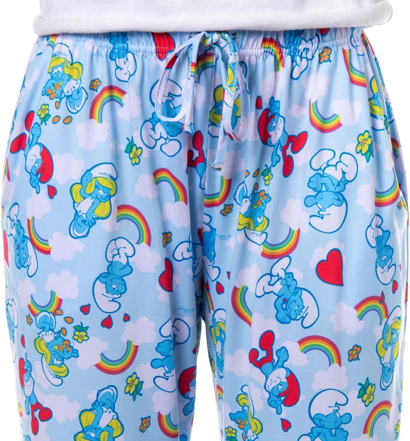 INTIMO The Smurfs Womens Pjs Papa Smurf Smurfette Rainbow Cloud Pajama Pants - Image 1